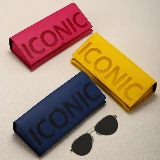 Boîte d'emballage de lunettes de soleil en cuir PU magnétique de luxe, étui d'emballage de lunettes fait à la main