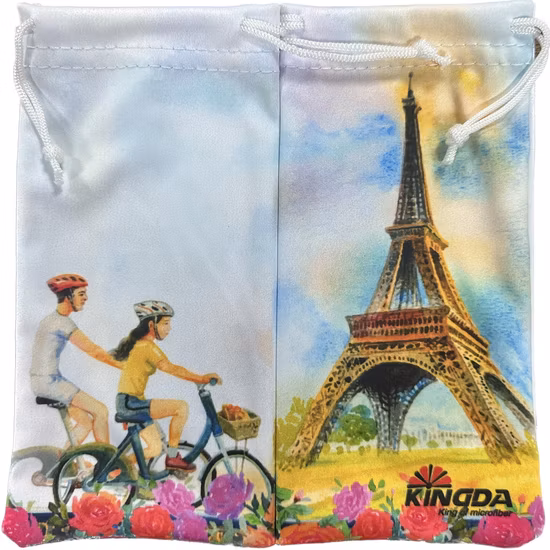 Pochette de sac de lunettes de soleil de lunettes de soleil de cordon de cordon en microfibre imprimé par logo personnalisé