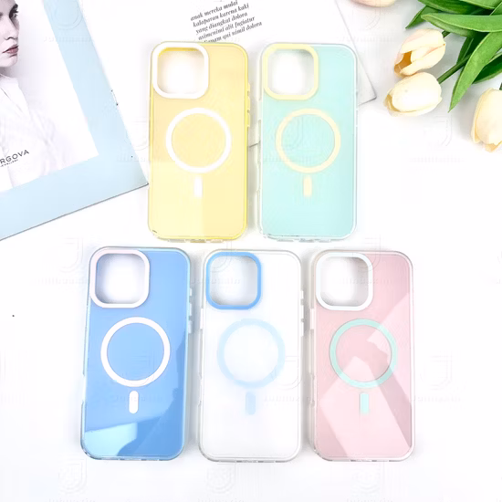 Pour iPhone 15 PRO Compatible avec Magsafe Clear Phone Case TPU + Acrylique Hybrid Shell Kickstand Cover